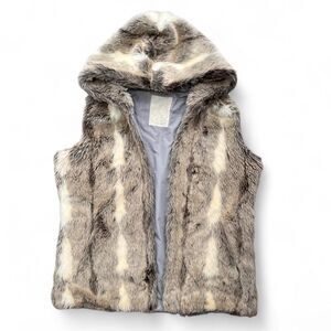 Y2K Aeropostale Snow Bunny Faux Fur Hooded Vest